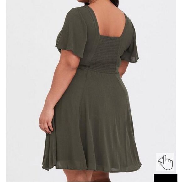 Torrid Gauze Flutter Sleeve Skater Dress - Picture 2 of 9
